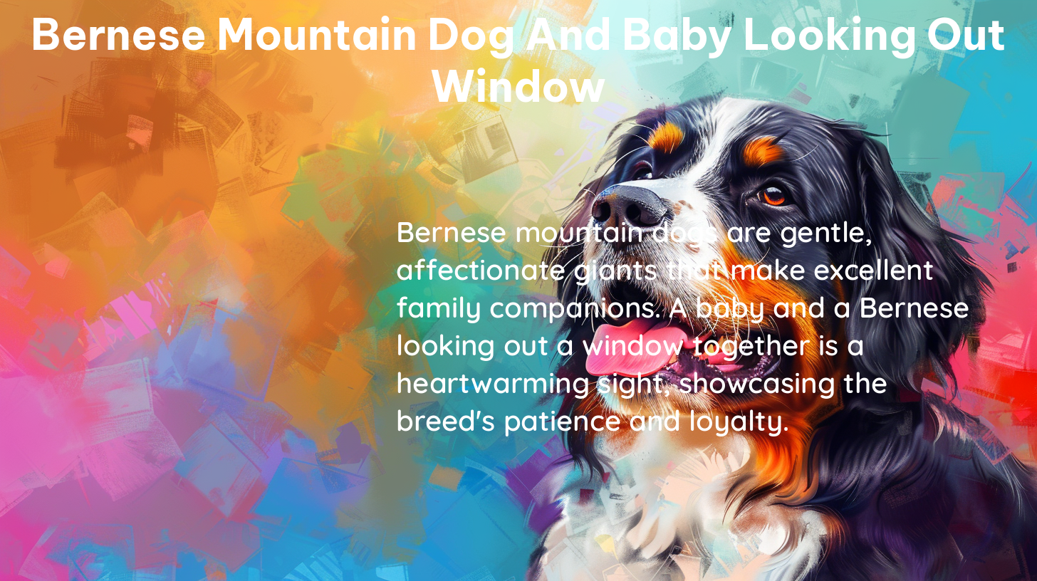 bernese mountain dog and baby looking out window